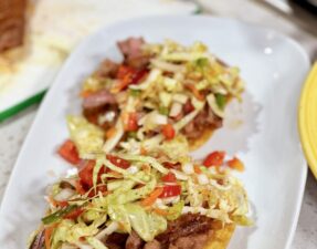 Steak Tostadas with Mexican Coleslaw Salsa