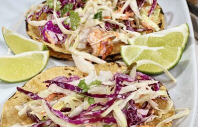 Blackened Salmon Tacos with Pickled Jalapeño Coleslaw