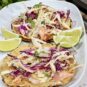 Blackened Salmon Tacos with Pickled Jalapeño Coleslaw