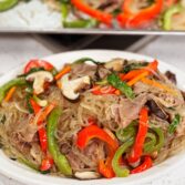 Korean Japchae Noodles with Beef & Vegetables