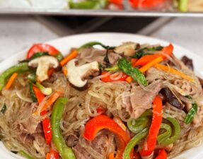 Korean Japchae Noodles with Beef & Vegetables