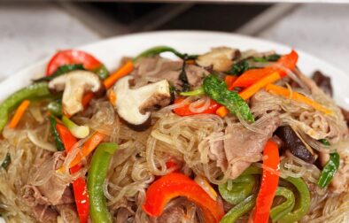 Korean Japchae Noodles with Beef & Vegetables