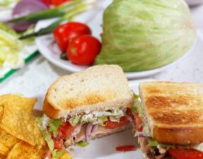 Chicken and Bay Shrimp Sandwiches with Creamy Dill Sauce