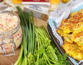 Cheesy Corn Fritters with Pepper Jack Pimento Cheese