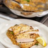 Lemon Herb Chicken with Garlic Orzo Spinach