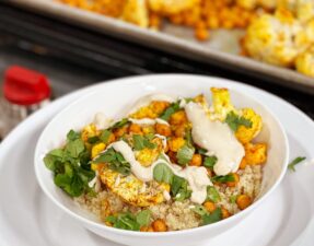 Monday 2/24/25: Turmeric Roasted Cauliflower; Chickpea Bowls (Vegetarian; Anti-Inflammatory)