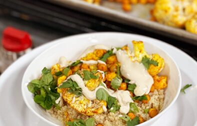 Turmeric Roasted Cauliflower; Chickpea Bowls (Vegetarian; Anti-Inflammatory)