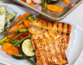 Garlic Herb Grilled Salmon with Roasted Veggies