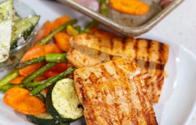 Garlic Herb Grilled Salmon with Roasted Veggies