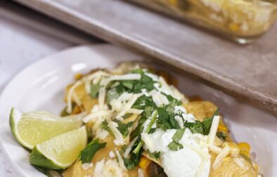 Roasted Pepper and Corn Enchiladas with Avocado Crema