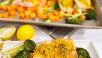 Turmeric Ginger Salmon with Roasted Broccoli & Sweet Potatoes