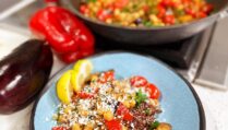 Greek-Spiced Eggplant and Chickpea Skillet