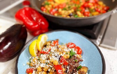 Greek-Spiced Eggplant and Chickpea Skillet
