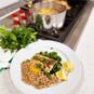 Seared Salmon with Garlic Kale and Citrus Farro