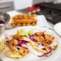 Grilled Shrimp Tacos with Mango-Jicama Slaw and Cilantro Lime Crema