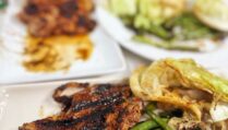 Grilled Chicken Thighs with Cherry-Balsamic Glaze and Charred Green Beans