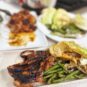 Grilled Chicken Thighs with Cherry-Balsamic Glaze and Charred Green Beans