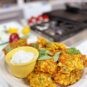 Summer Corn and Zucchini Fritters with Basil Yogurt Sauce