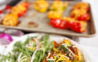 Grilled Chicken Enchilada Stuffed Peppers with Fire-Roasted Tomato Salsa
